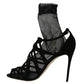 Black Suede Tulle Ankle Boot Sandals