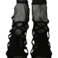 Black Suede Tulle Ankle Boot Sandals