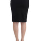 Chic Black Pencil Skirt Knee Length with Side Zip