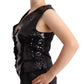 Elegant Black Sequined Sleeveless Vest Top