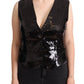 Elegant Black Sequined Sleeveless Vest Top