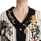 Elegant Striped V-Neck Blouse with Charms