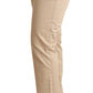 Elegant Beige Cotton Stretch Skinny Pants