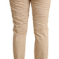 Elegant Beige Cotton Stretch Skinny Pants