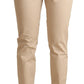 Elegant Beige Cotton Stretch Skinny Pants