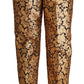 Elegant Floral Jacquard High Waist Trousers