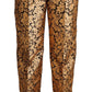 Elegant Floral Jacquard High Waist Trousers