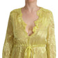 Sunshine Silk Blend Maxi Dress - Long Sleeves & Plunge