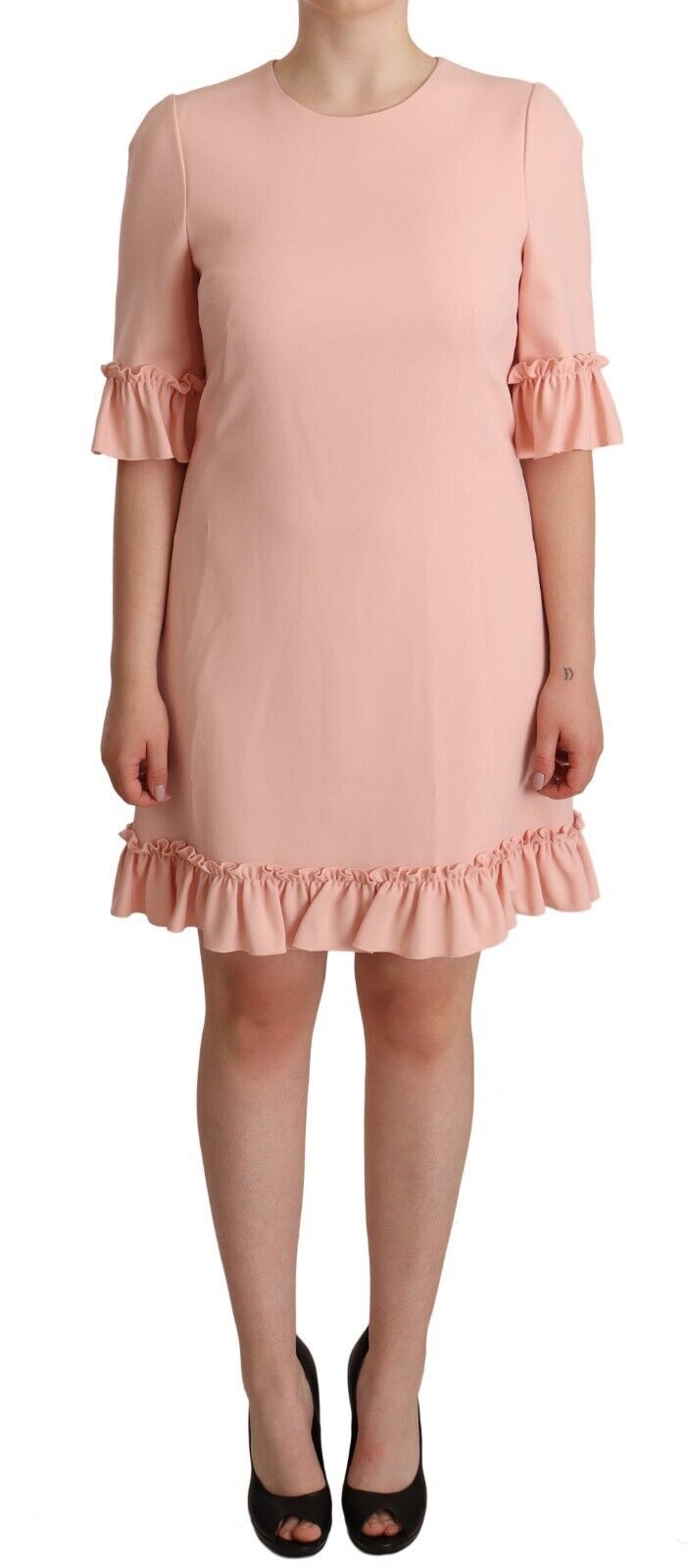 Ruffled Sleeve Sheath Dress in Pink