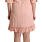 Ruffled Sleeve Sheath Dress in Pink