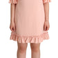 Ruffled Sleeve Sheath Dress in Pink