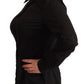 Elegant Black Cotton Blend Collared Top