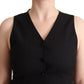 Elegant Black Vest Top with Button Detail