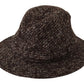 Elegant Gray Tweed Wide Brim Hat