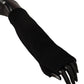 Elegant Black Cashmere Fingerless Gloves