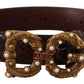 Elegant Phyton Leather Pearl Buckle Belt