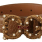 Elegant Croco Leather Amore Belt with Pearls