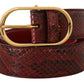 Elegant Red Snakeskin Leather Belt