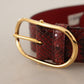 Elegant Red Snakeskin Leather Belt