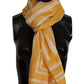 Elegant Striped Cotton Scarf with Logo Print