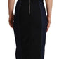 Elegant Dark Blue Denim Sheath Midi Dress