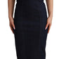 Elegant Dark Blue Denim Sheath Midi Dress