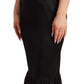 Elegant Black Silk Midi Sheath Dress