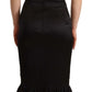 Elegant Black Silk Midi Sheath Dress