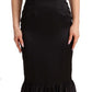 Elegant Black Silk Midi Sheath Dress