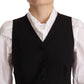 Elegant Black Wool Blend Waistcoat