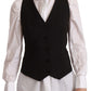 Elegant Black Buttoned Vest Top