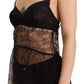 Elegant Black Silk Lingerie Chemise