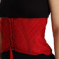 Elegant Red Silk Corset Belt Top