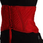 Elegant Red Silk Corset Belt Top