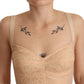 Beige Nylon Floral Lace Bodysuit Underwear