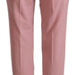 Elegant Pink High-Waisted Trousers