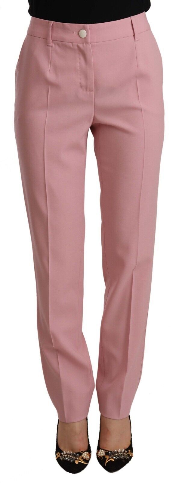 Elegant Pink High-Waisted Trousers