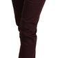 Maroon Slim Fit Skinny Pants with Zipper Detail