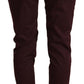 Maroon Slim Fit Skinny Pants with Zipper Detail