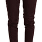 Maroon Slim Fit Skinny Pants with Zipper Detail