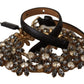 Elegant Crystal Daisy Chain Leather Belt