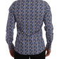 Slim Fit Blue Logo Cotton Shirt