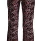 High Waist Jacquard Flared Cropped Trousers