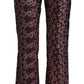 High Waist Jacquard Flared Cropped Trousers