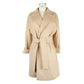 Elegant Beige Wool Coat with Waist Belt