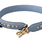 Elegant Blue Leather Shoulder Strap