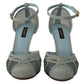 Elegant Blue Mesh Ankle Strap Sandals