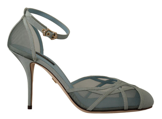 Elegant Blue Mesh Ankle Strap Sandals