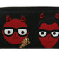 Chic Black and Red Leather Continental Wallet