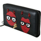 Chic Black and Red Leather Continental Wallet